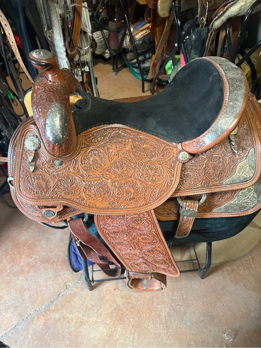 Circle Y light color Show Saddle with breast collar and bridle